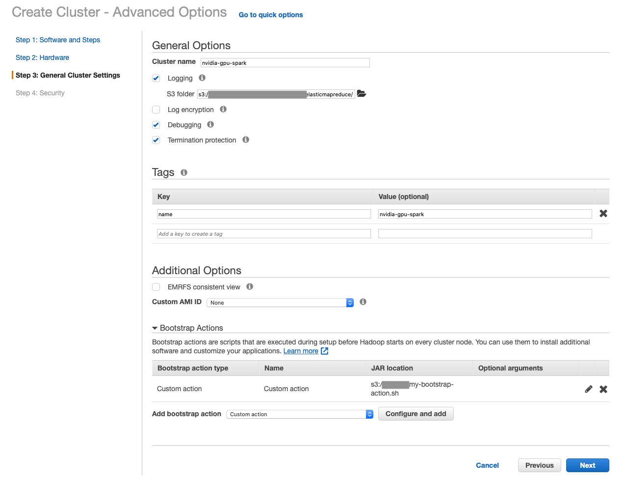 Step 3: General Cluster Settings